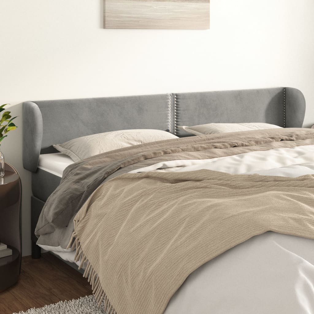 Cabecero?cabecero de cama?panel de cabecera de terciopelo gris claro 203x23x78/88 cm cfw71033