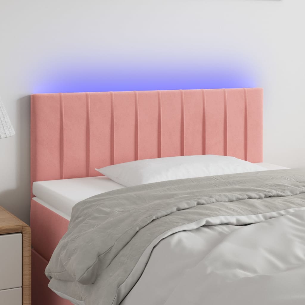 Cabecero con led，cabecero de cama，panel de cabecera de terciopelo rosa 100x5x78/88 cm cfw94668
