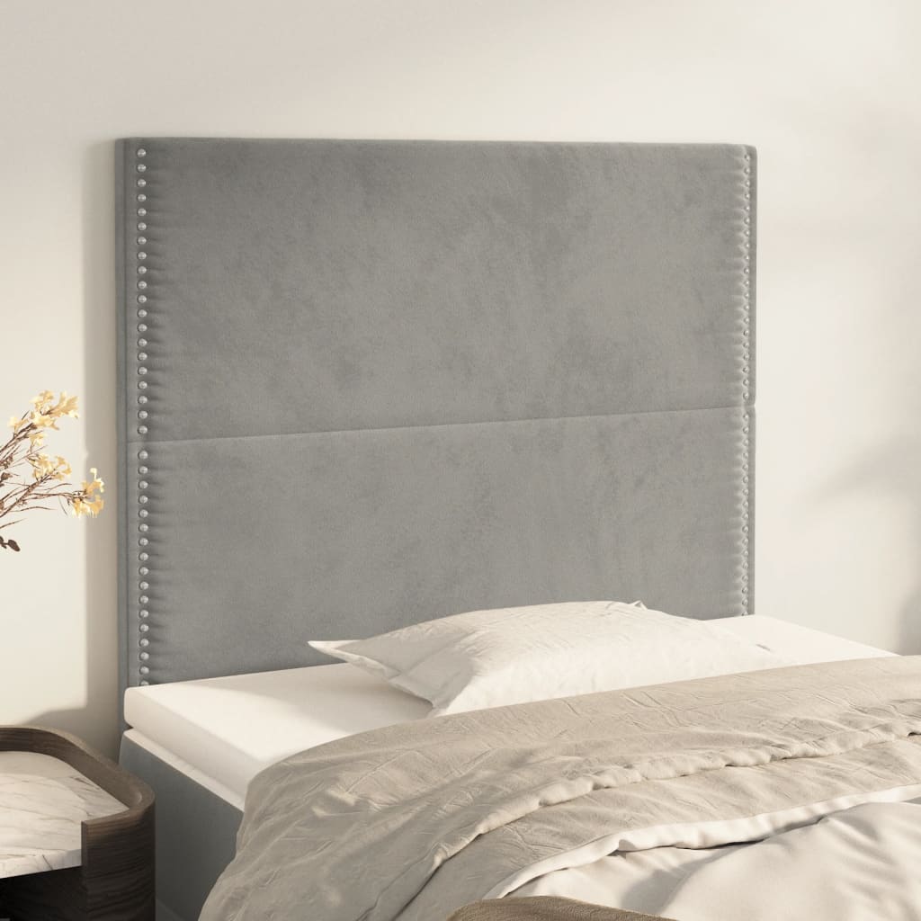 2 unidades cabecero，cabecero de cama，panel de cabeceras de terciopelo gris claro 100x5x78/88 cm cfw43465