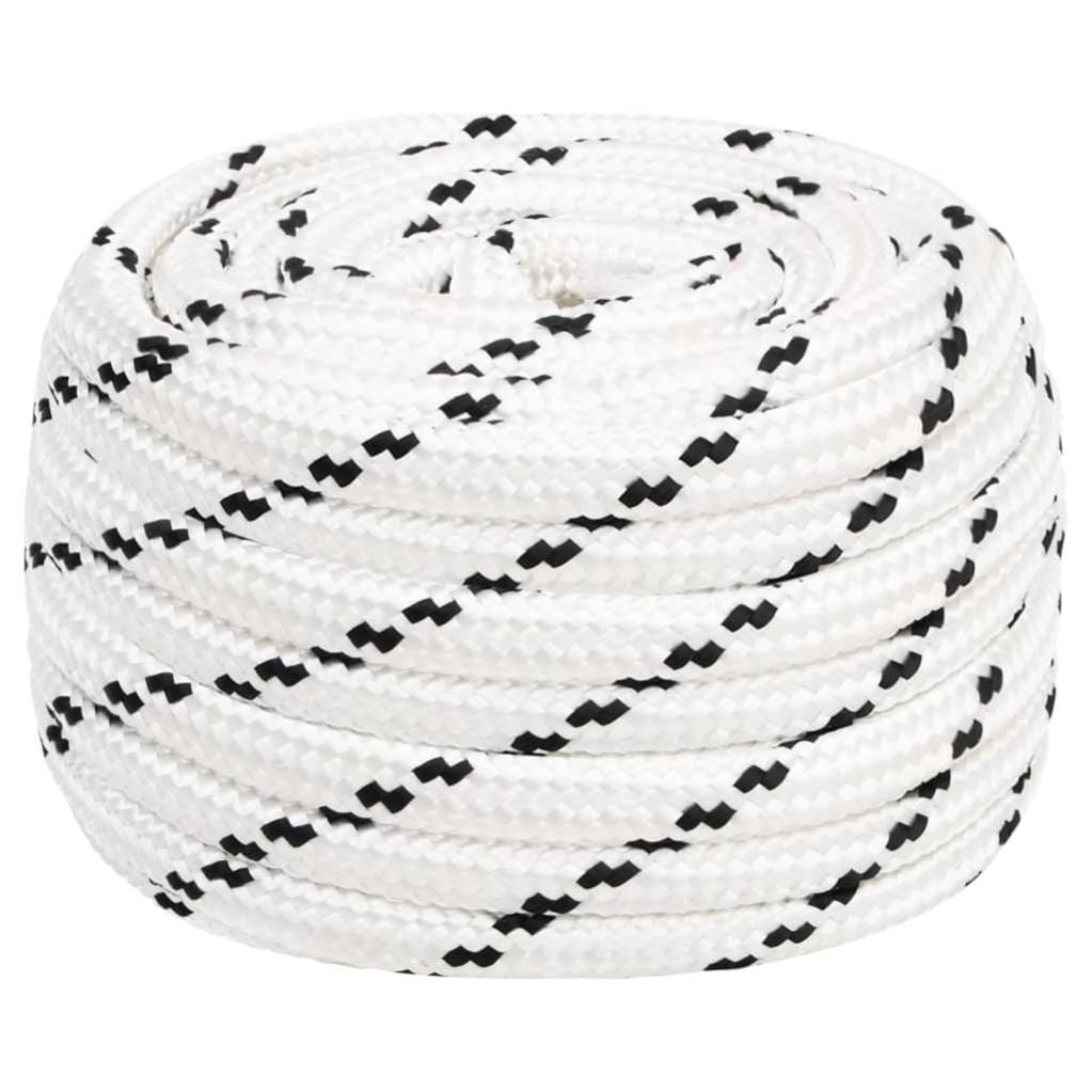 Corde De Polypropylène, Tressée En Losange, Blanche Et Bleue, 3/8 Po X 50 Pi Corde De Polypropylène, Tressée En Losange, Blanche Et Bleue, 3/8 Po X 50 Pi