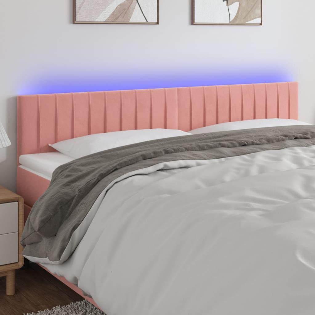 Cabecero con led，cabecero de cama，panel de cabecera de terciopelo rosa 200x5x78/88 cm cfw31783