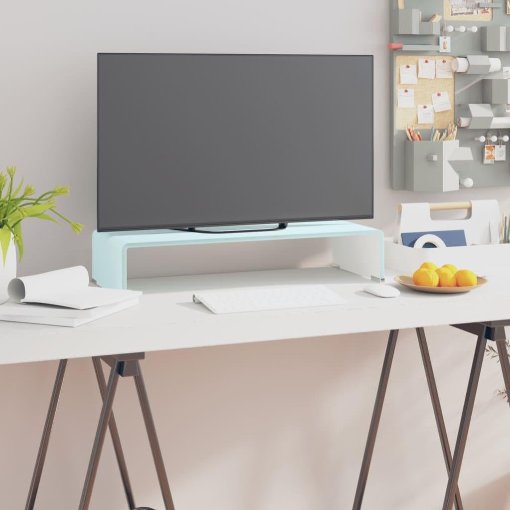 Support Moniteur VidaXL - Aggloméré Blanc, 42x24x13cm - Support TV Ou Écran PC Avec Étager De Rangement
