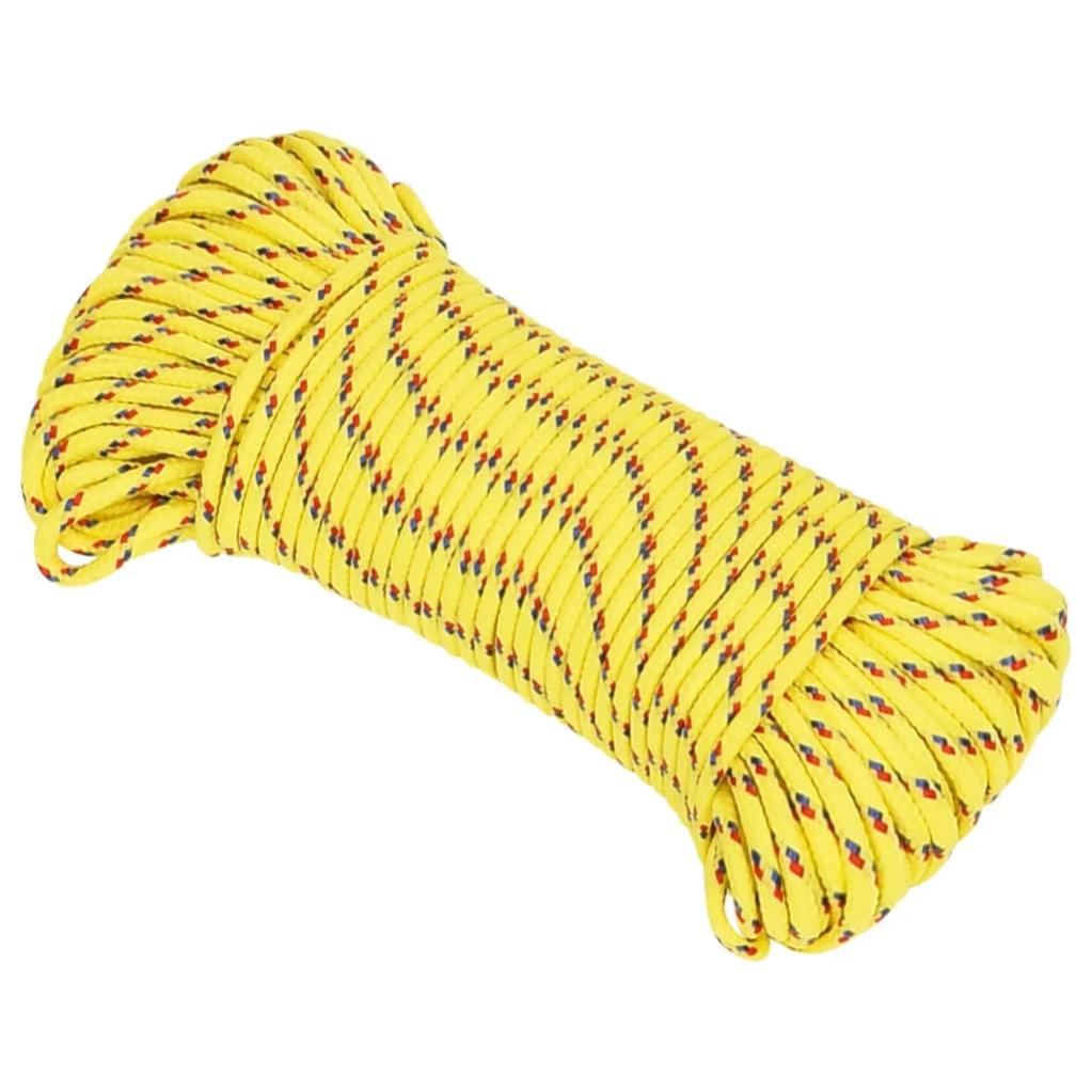 Câble De Remorquage Polypropylène 12 Mm X 30 M - Jaune Avec Marques Bleu/rouge - Résistant UV Et Imperméable