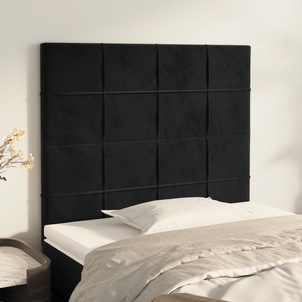2 unidades cabecero?cabecero de cama?panel de cabeceras de terciopelo negro 100x5x78/88 cm cfw82529