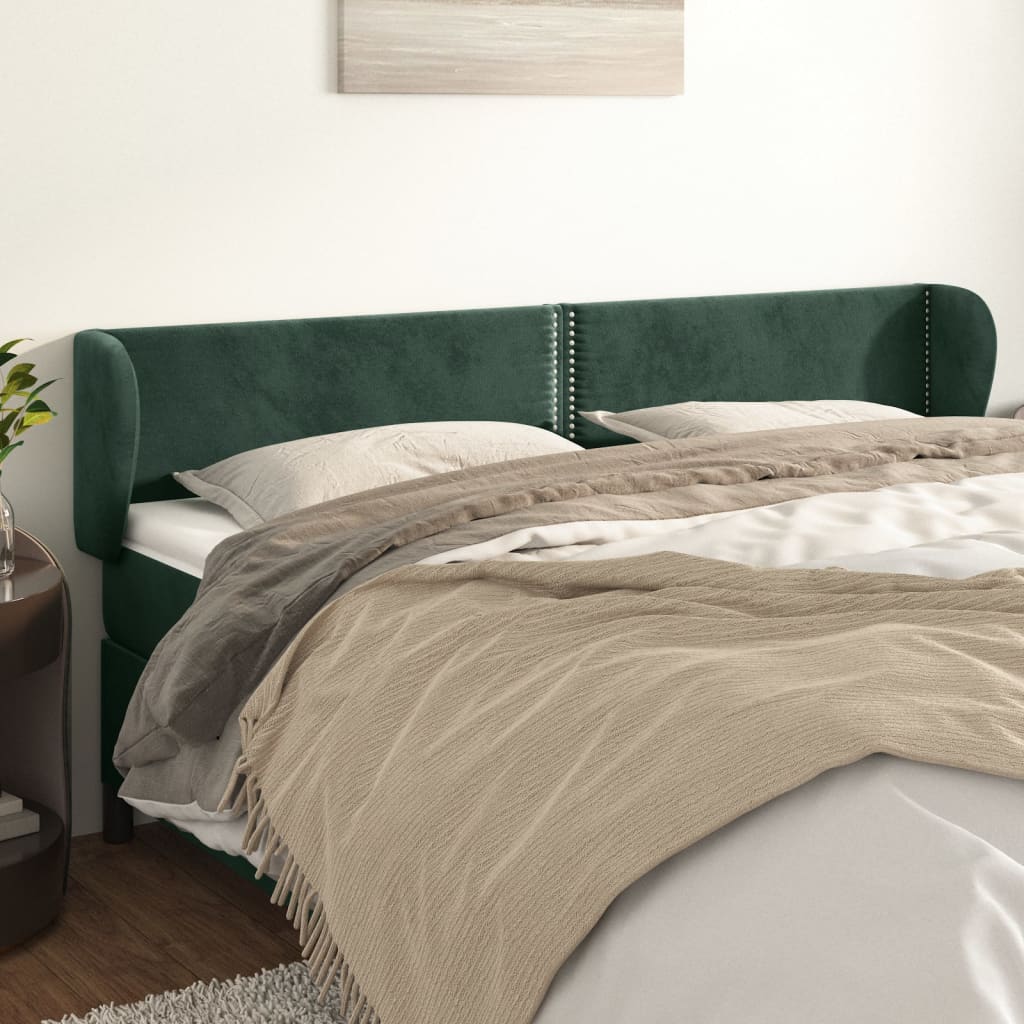 Cabecero，cabecero de cama，panel de cabecera de terciopelo verde oscuro 203x23x78/88 cm cfw81822