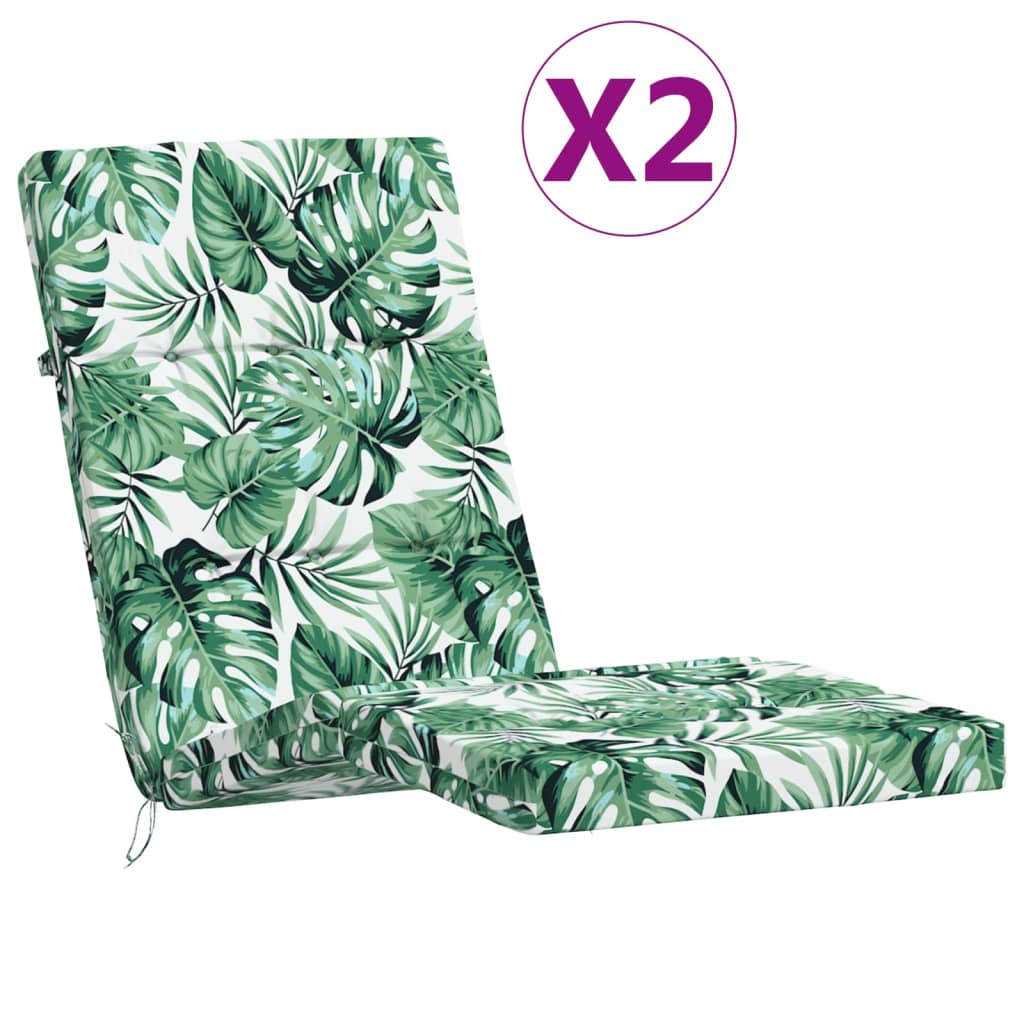 Coussins de chaise longue lot de 2, Coussin d'extérieur motif de  feuilles755310