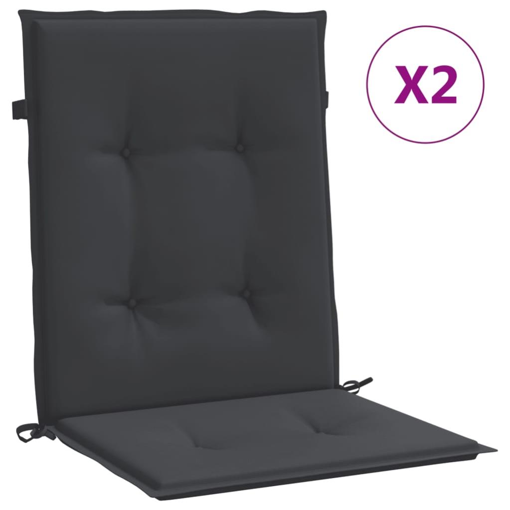2 piezas cojín exterior | cojín de silla de jardín respaldo bajo tela oxford negro cfw91338