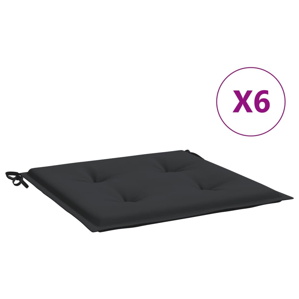 6 piezas cojín exterior | cojines de silla de jardín tela oxford negro 50x50x3 cm cfw91331