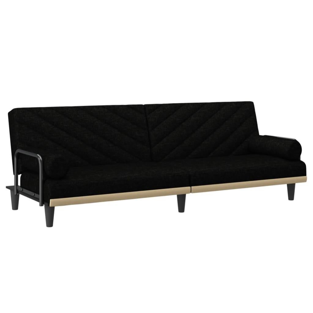 Canapé-lit avec accoudoirs | Canapé convertible | Chaise Longue au Sol pour Chambre Salon Bureau noir tissu452216 - 2