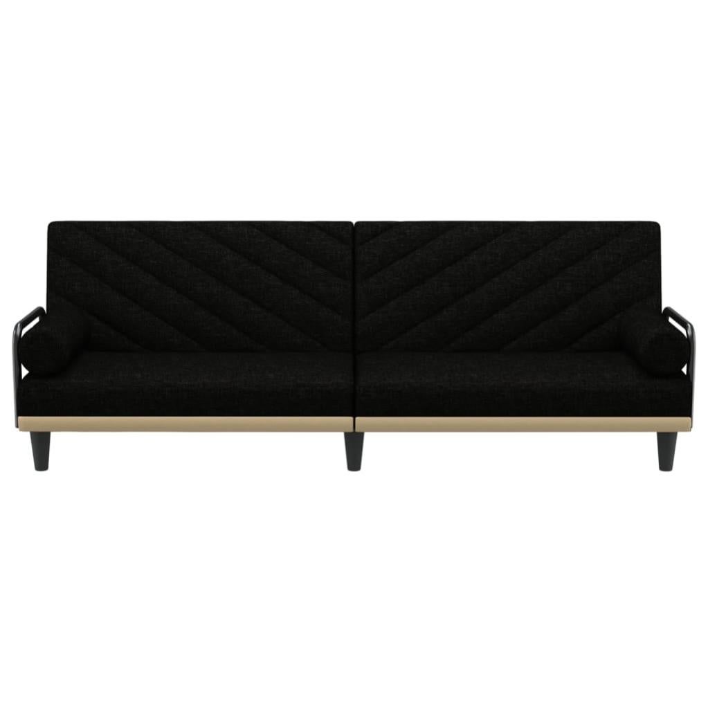 Canapé-lit avec accoudoirs | Canapé convertible | Chaise Longue au Sol pour Chambre Salon Bureau noir tissu452216 - 4