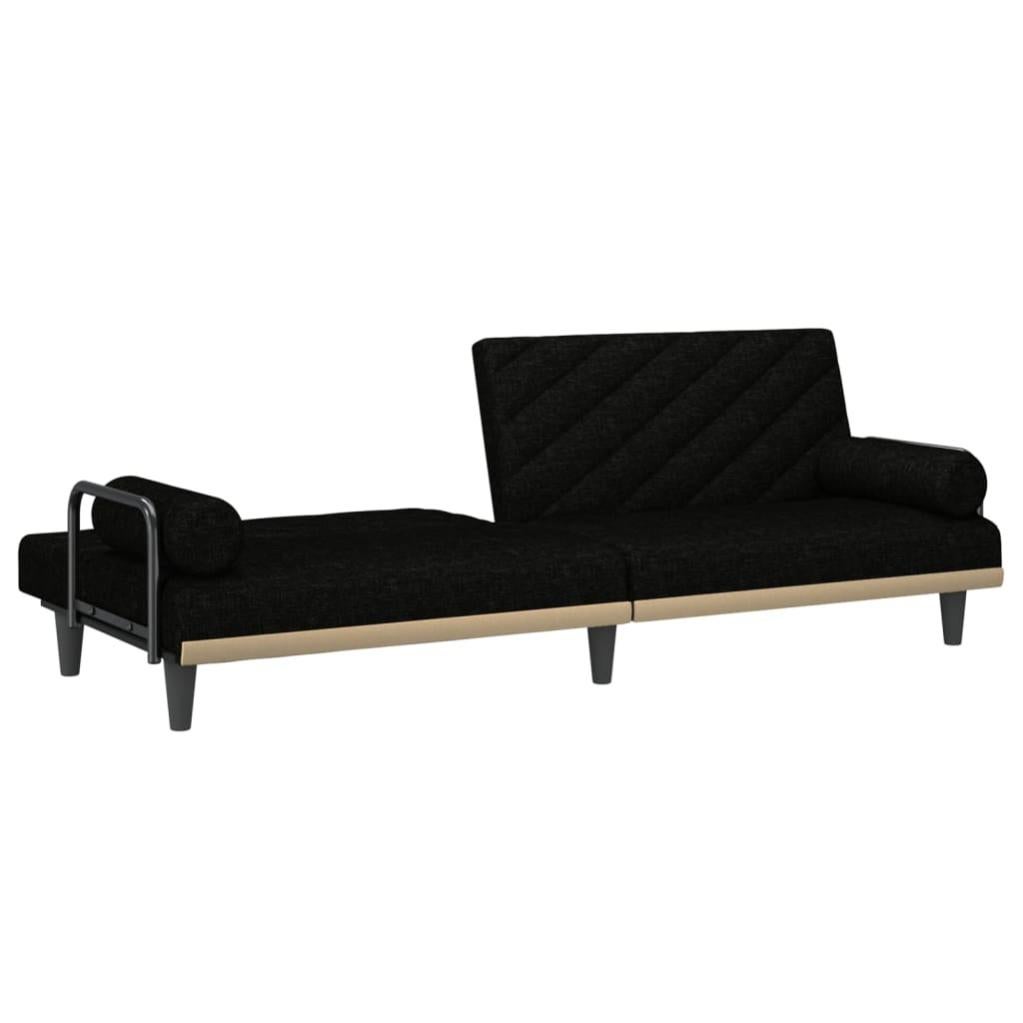 Canapé-lit avec accoudoirs | Canapé convertible | Chaise Longue au Sol pour Chambre Salon Bureau noir tissu452216 - 7