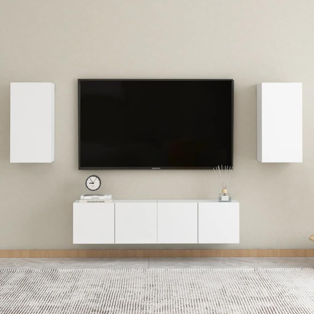Tavolino Porta TV mobile tv soggiorno mobiletto tv Mobile Porta TV Bianco 100x31,5x35 cm in Legno Multistrato per Soggiorno, Camera da Letto