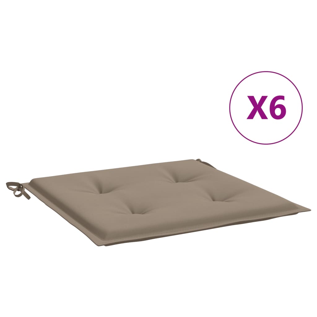 6 piezas cojín exterior | cojines de silla de jardín tela oxford taupé 50x50x3 cm cfw91333