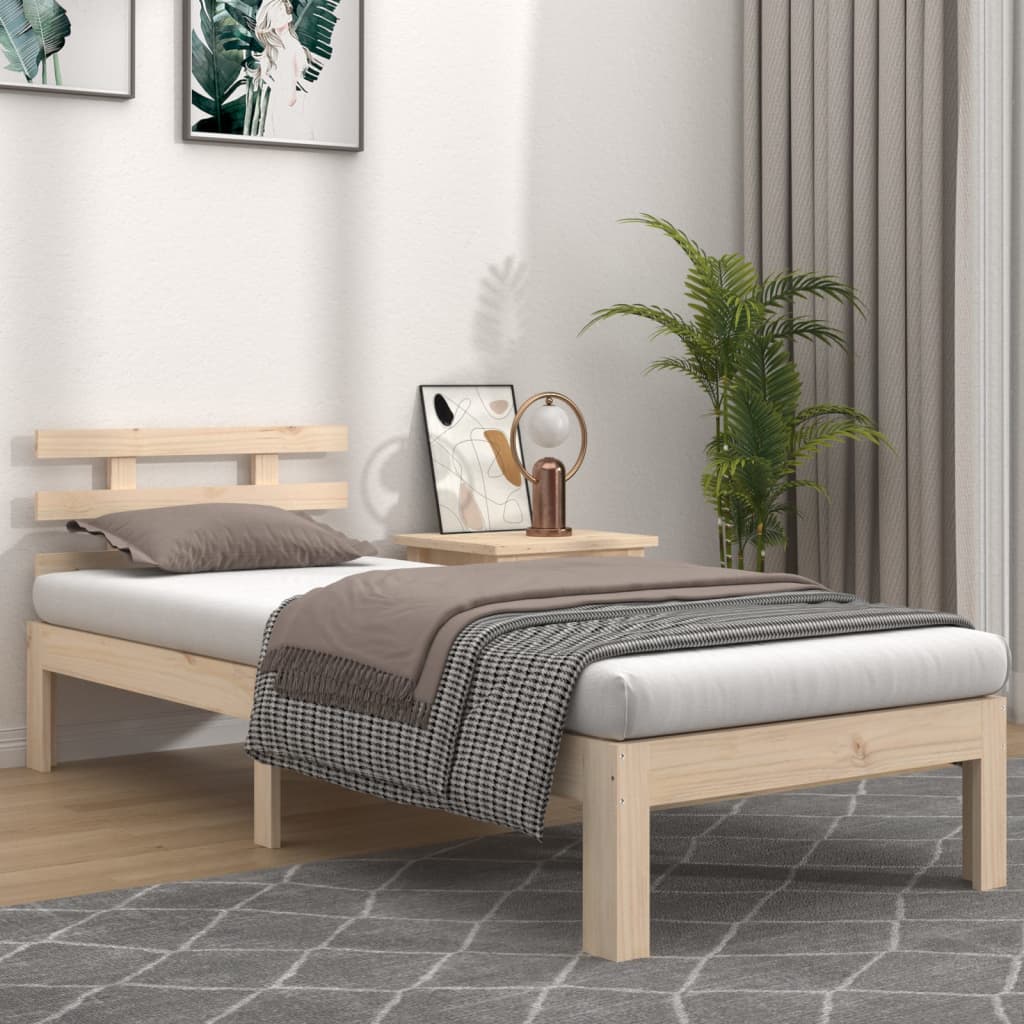 Lit simple | Lit adulte | Cadre de lit bois massif 90x190 cm simple982257 |  Leroy Merlin