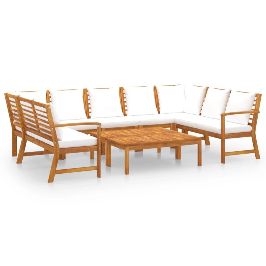 Set Giardino Tidyard Legno Acacia - 4 Poltrone E Tavolo Con Cuscini Grigio