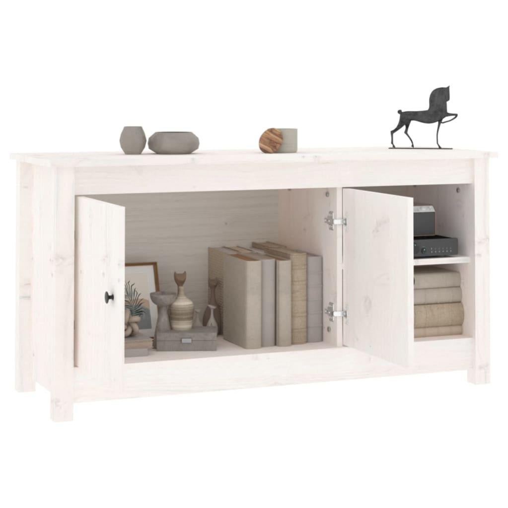 Meuble TV，Banc TV Moderne，Meuble de Rangement Blanc 103x36,5x52 cm Bois de pin massif521900 - 7