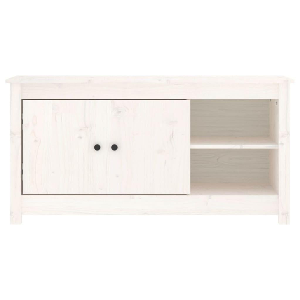 Meuble TV，Banc TV Moderne，Meuble de Rangement Blanc 103x36,5x52 cm Bois de pin massif521900 - 3