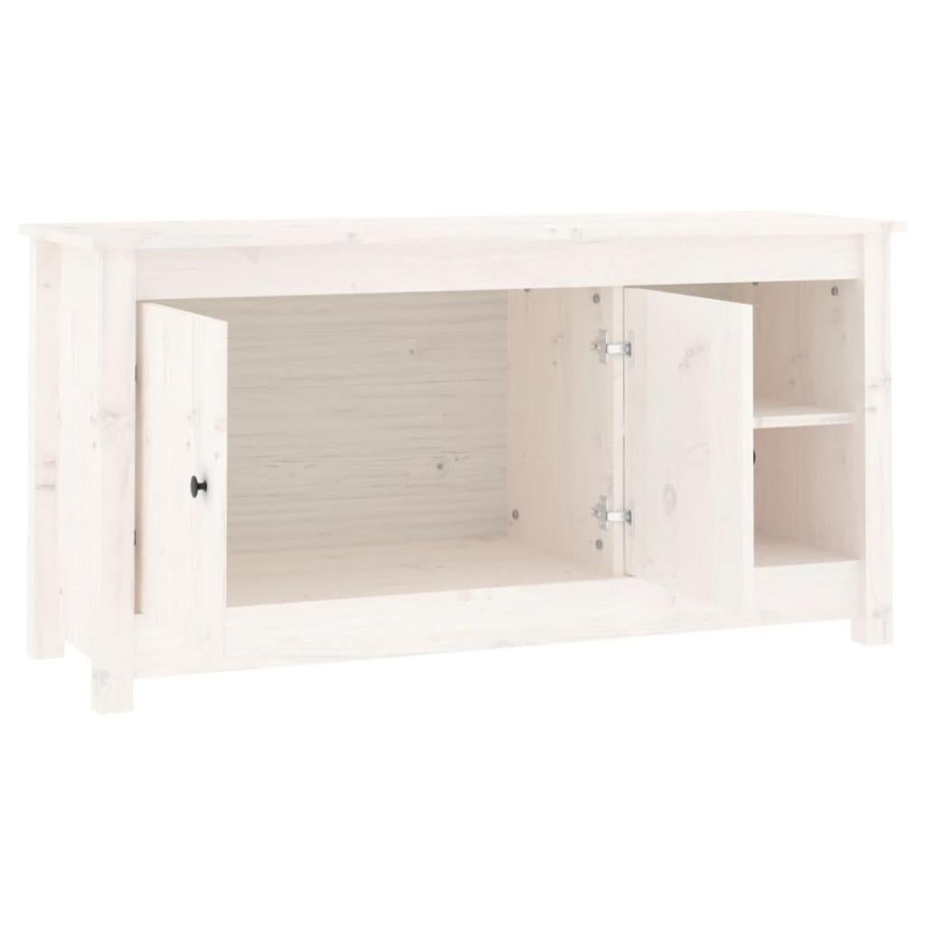Meuble TV，Banc TV Moderne，Meuble de Rangement Blanc 103x36,5x52 cm Bois de pin massif521900 - 4