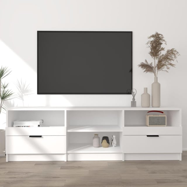 Mueble para TV | Mueble de salón | Mesa de TV madera contrachapada blanco 150x33,5x45 cm CFW74689