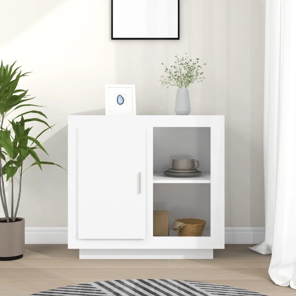 Buffet De Rangement 160x40x80 Cm - Blanc, Poignées Métal - Pour Salon, Salle à Manger, Cuisine