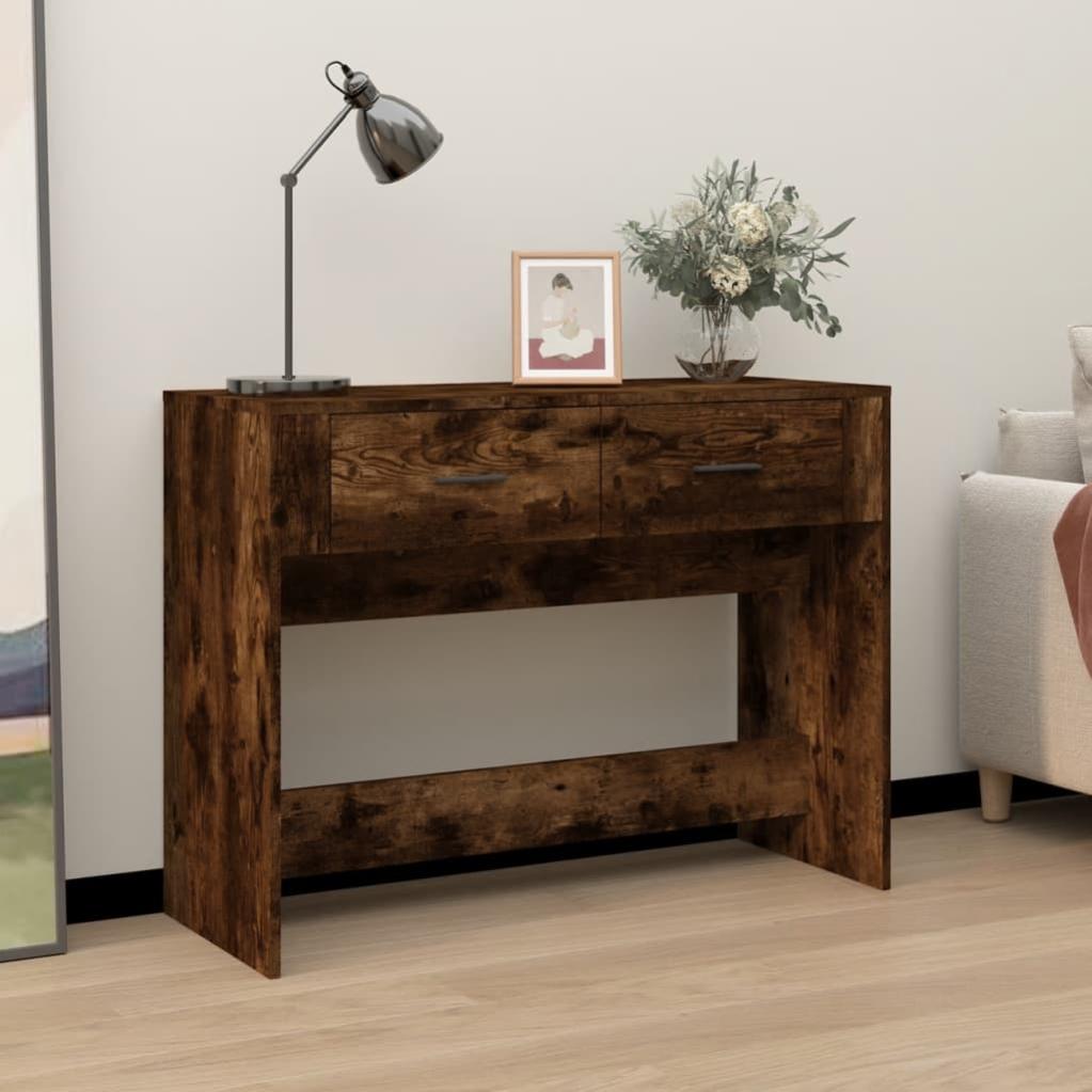 Table Console Avec Tiroirs Et Étagères - Meuble D'entrée, Bout De Canapé, Rangement Salon - Chêne Sonoma, 100x34.5x75 Cm