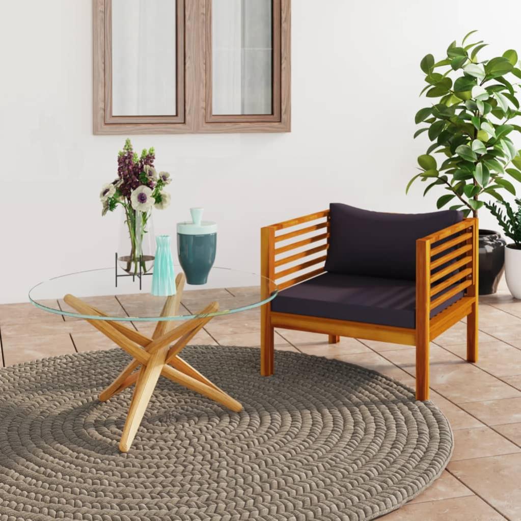 VidaXL Divanetto Con Cuscini Grigio Scuro In Legno Massello Di Acacia Marrone 55820474