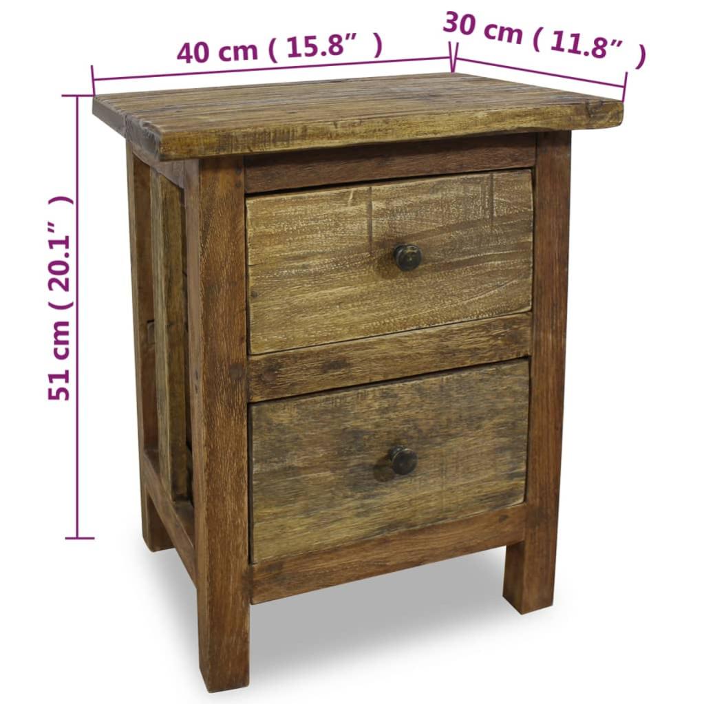 Table de chevet，Table d'appoint, Table de nuit pour Salon Chambre Bois de récupération massif 40 x 30 x 51 cm427947 - 7