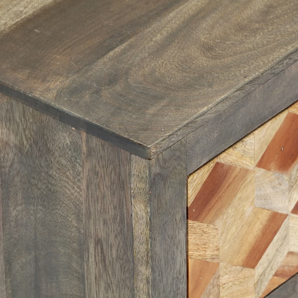 Table de chevet，Table d'appoint, Table de nuit pour Salon Chambre Gris 40x30x50 cm Bois de manguier massif402910 - 6