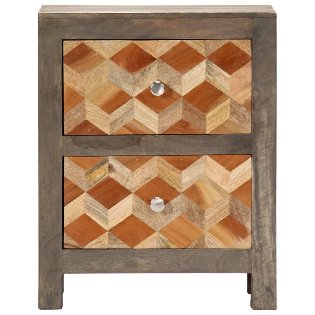 Table de chevet，Table d'appoint, Table de nuit pour Salon Chambre Gris 40x30x50 cm Bois de manguier massif402910 - 2