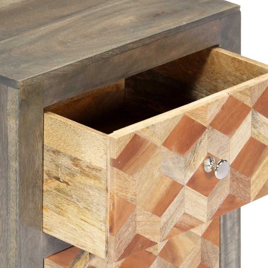 Table de chevet，Table d'appoint, Table de nuit pour Salon Chambre Gris 40x30x50 cm Bois de manguier massif402910 - 7