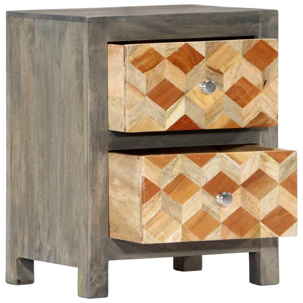 Table de chevet，Table d'appoint, Table de nuit pour Salon Chambre Gris 40x30x50 cm Bois de manguier massif402910 - 3