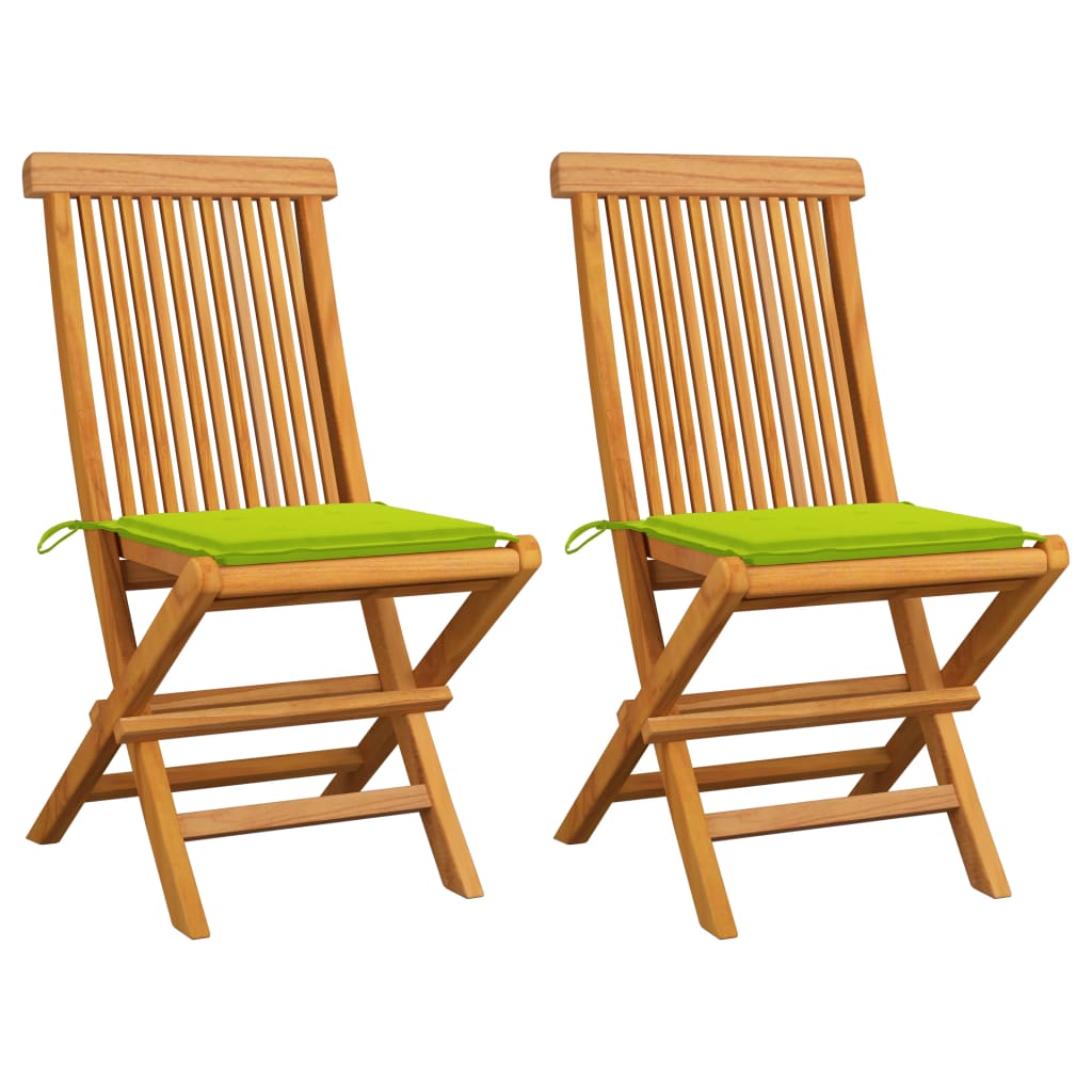 Lot De 2 Chaises De Jardin Siège De Terrasse Fauteuil De Jardin Avec Coussins Vert Vif Bois 4513