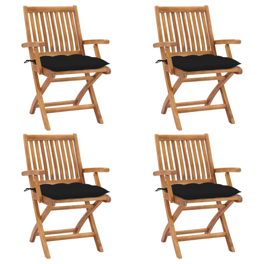 2 Pcs Chaises Pliables De Jardin | Siège De Terrasse | Chaise D'extérieur Avec Coussins Bois D