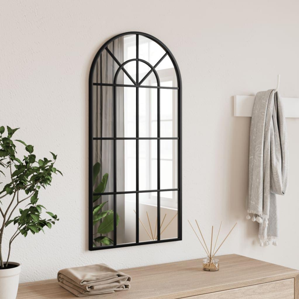 Specchio Da Parete Ad Arco Nero 76x140 Cm – GLASHOM, Design Finestra, Verticale O Orizzontale, Per Soggiorno E Ingresso