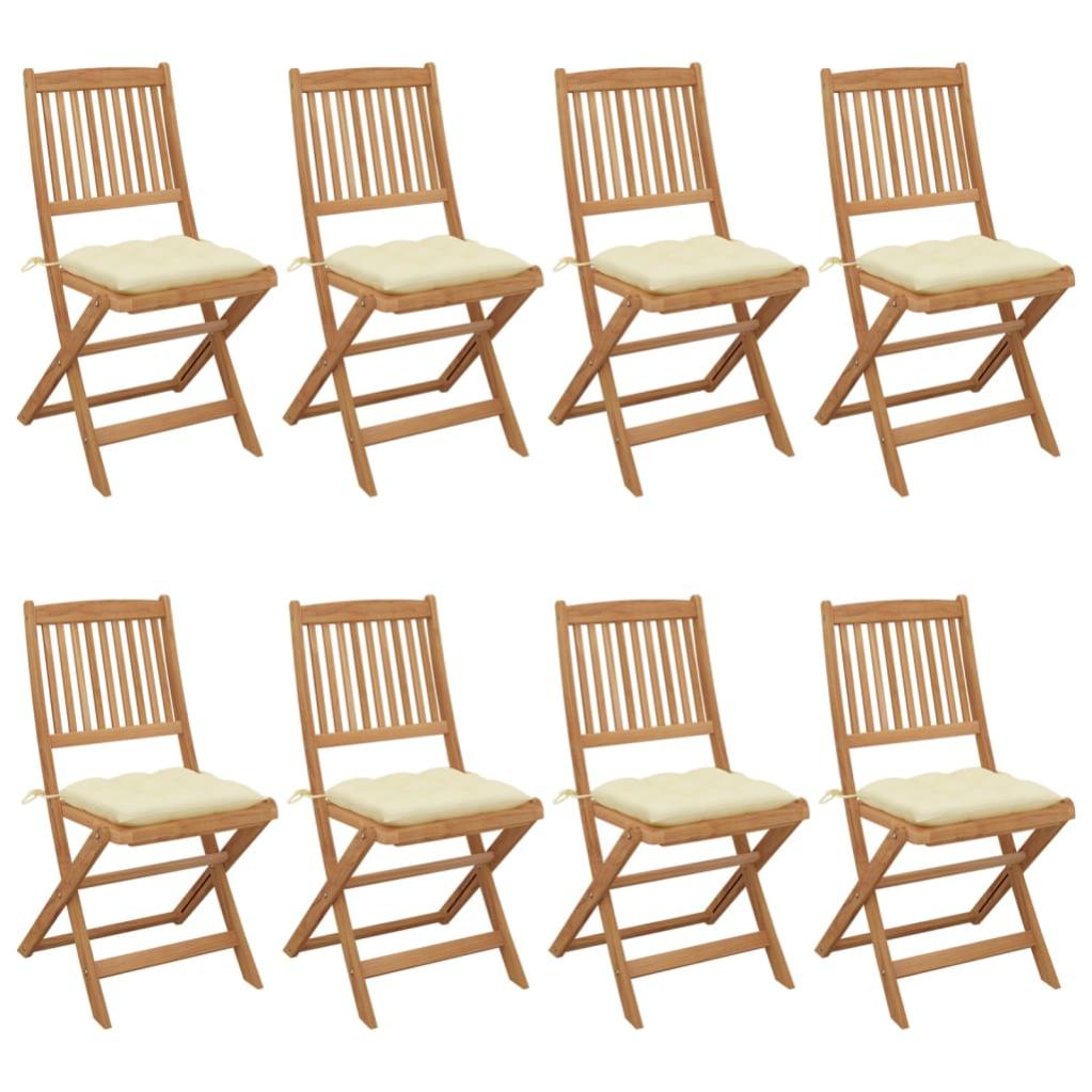 Maison Exclusive - Sedie Da Giardino Pieghevoli 8 Pz Con Cuscini Massello Acacia 88420816