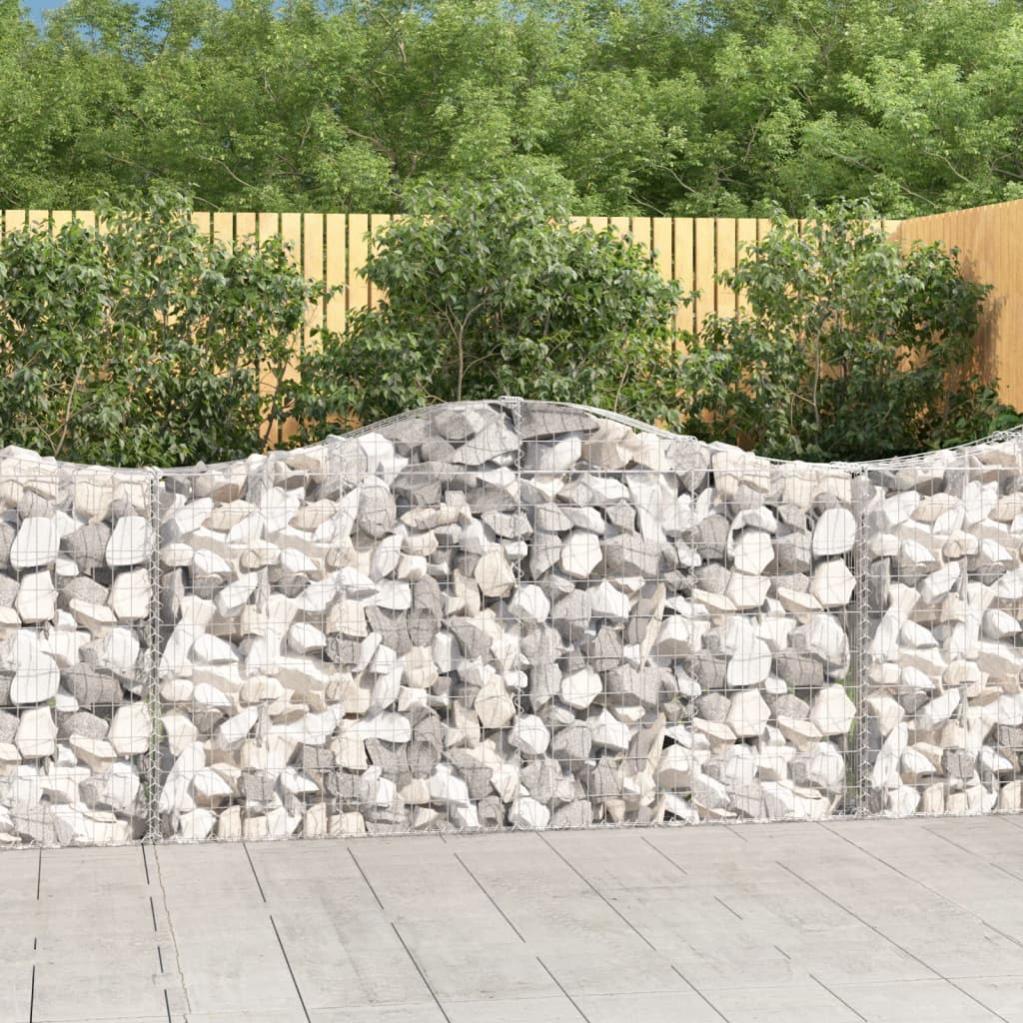 Cestas de gaviones 4 piezas | gavión para piedras | gavión decorativo forma de arco hierro 200x30x100/120 cm cfw92148