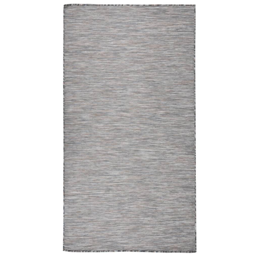 Alfombra de exterior | alfombra de jardín de tejido plano marrón y azul 80x150 cm cfw959680