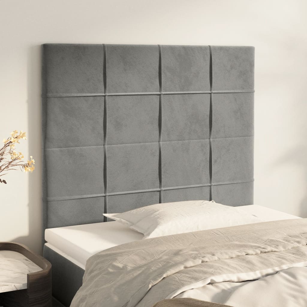 2 unidades cabecero，cabecero de cama，panel de cabeceras de terciopelo gris claro 100x5x78/88 cm cfw17759