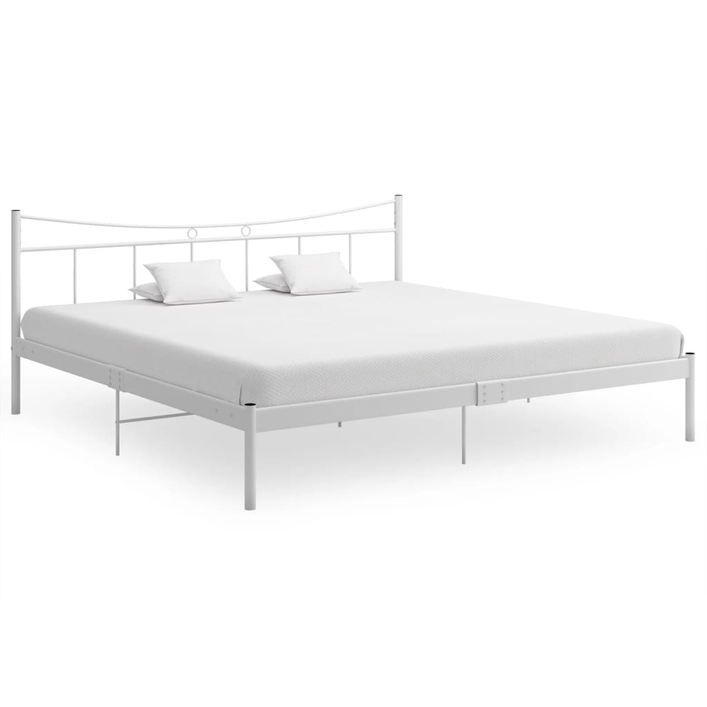 Lit Double | Lit Adulte | Cadre De Lit Blanc Métal 200x200 Cm840720 ...