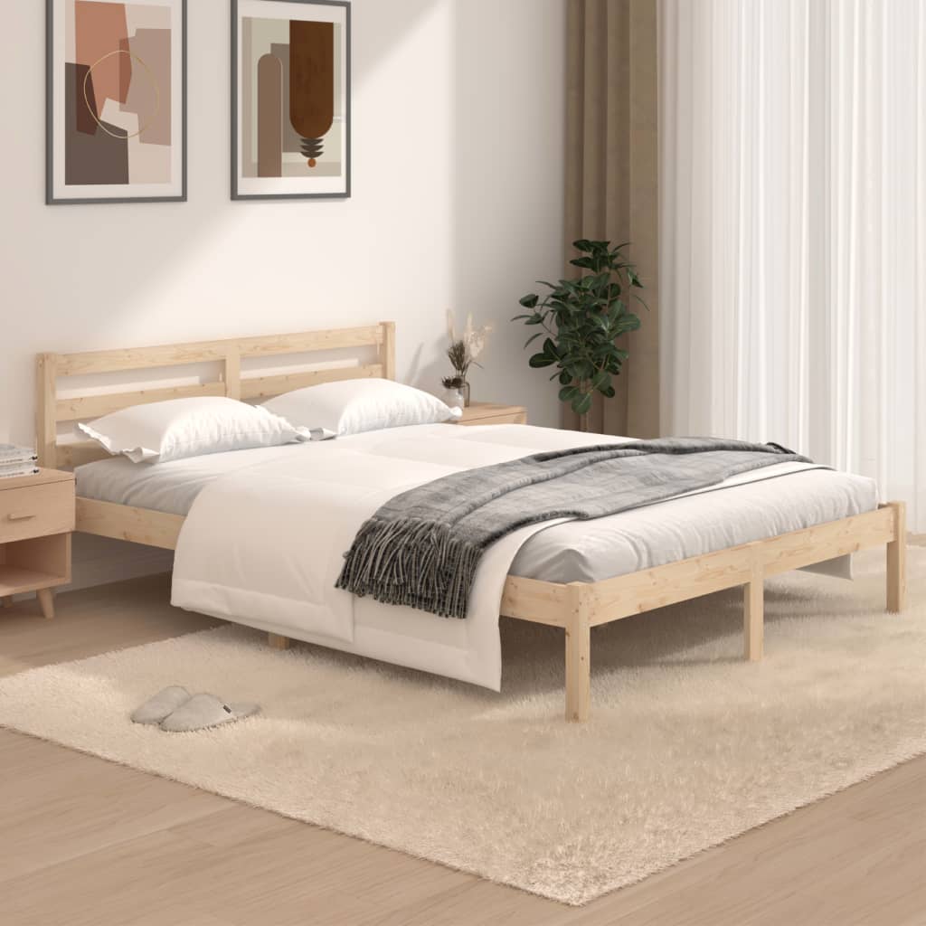 Lit adulte | Cadre de lit bois de pin massif 120x190 cm petit double594780  | Leroy Merlin