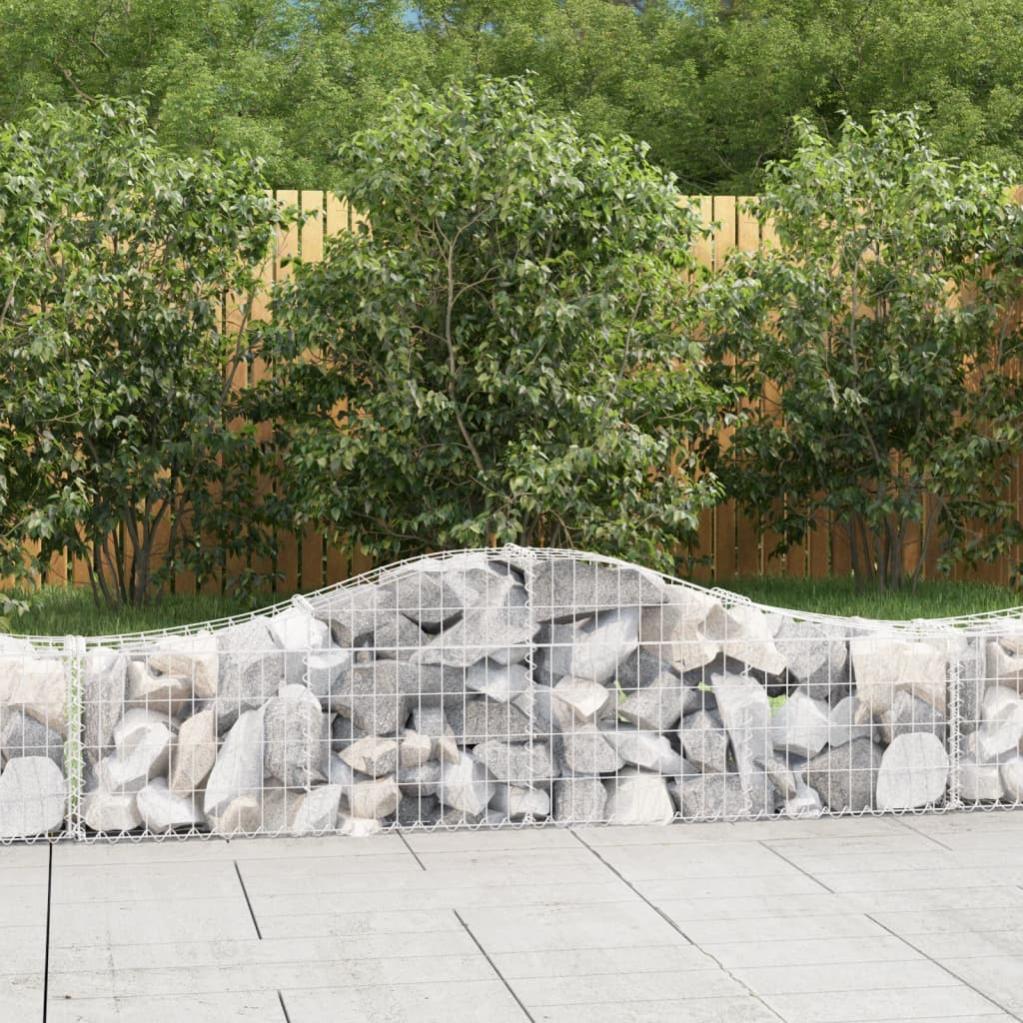 Cestas de gaviones 3 piezas | gavión para piedras | gavión decorativo forma de arco hierro 200x30x40/60 cm cfw92963