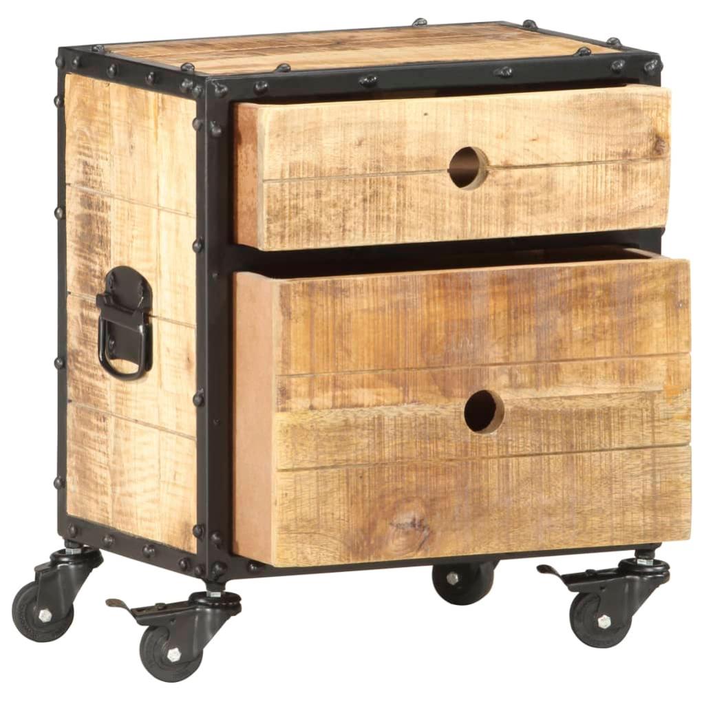Table de chevet，Table d'appoint, Table de nuit pour Salon Chambre 40x30x50 cm bois de manguier brut745374 - 6
