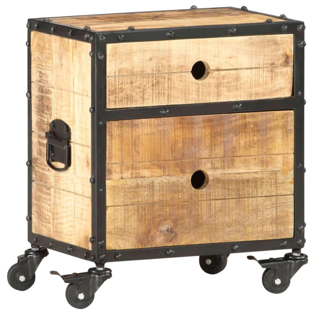 Table de chevet，Table d'appoint, Table de nuit pour Salon Chambre 40x30x50 cm bois de manguier brut745374 - 5