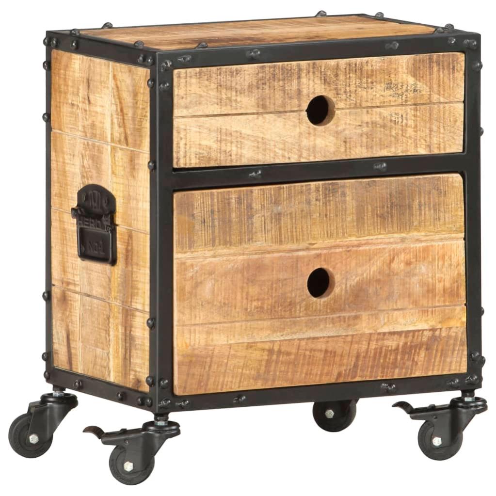 Table de chevet，Table d'appoint, Table de nuit pour Salon Chambre 40x30x50 cm bois de manguier brut745374 - 2