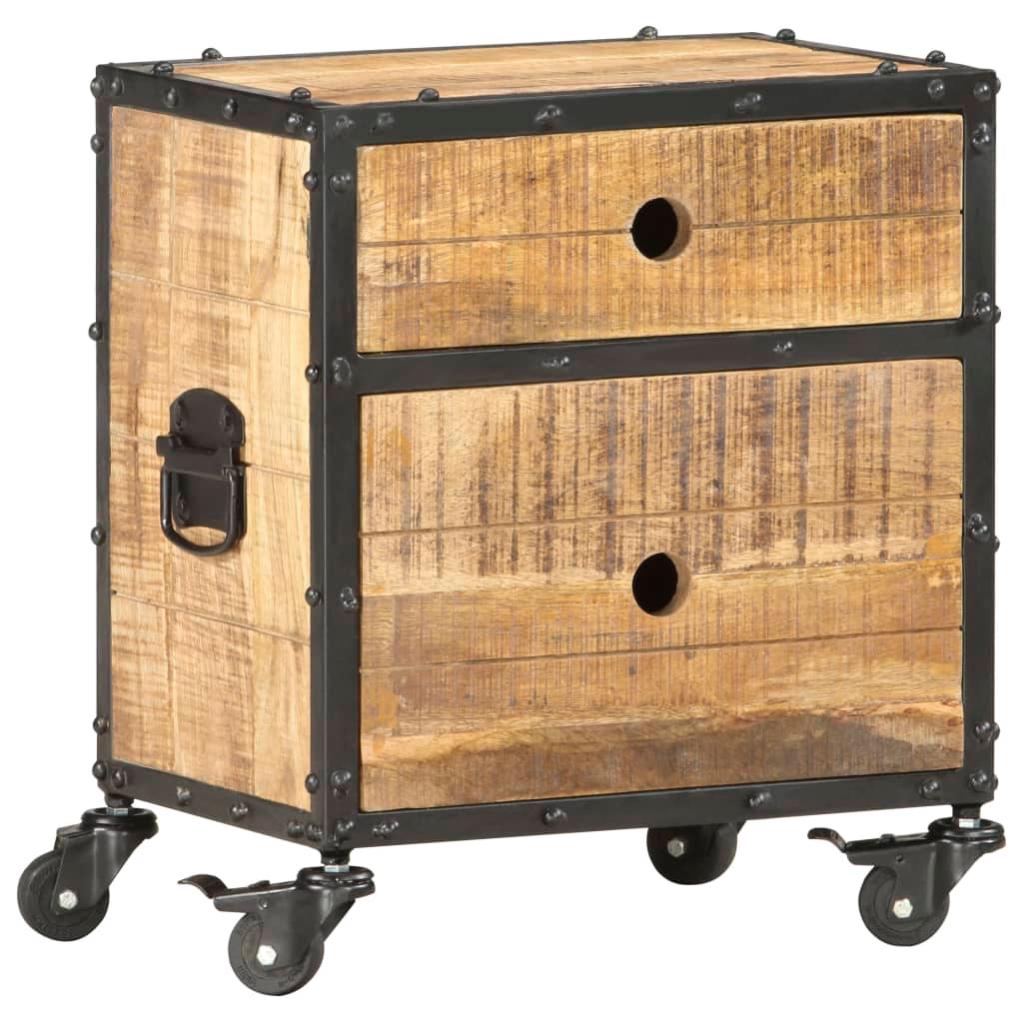 Table de chevet，Table d'appoint, Table de nuit pour Salon Chambre 40x30x50 cm bois de manguier brut745374 - 4