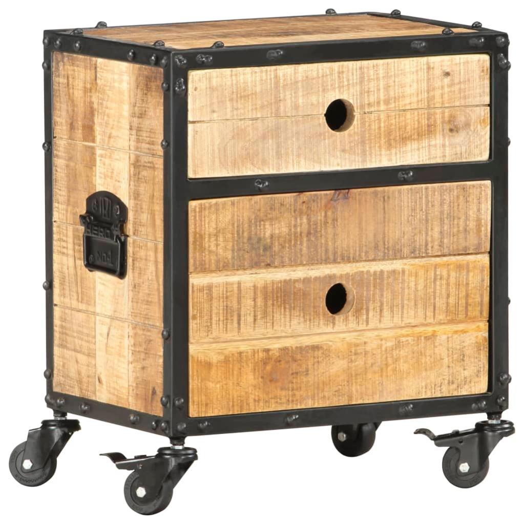 Table de chevet，Table d'appoint, Table de nuit pour Salon Chambre 40x30x50 cm bois de manguier brut745374 - 3