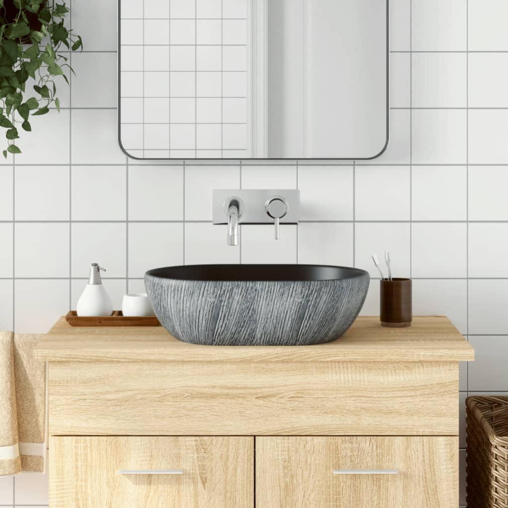Lavabo da appoggio a ciotola 38,5 cm nero opaco in ceramica Espeon Lavabo da appoggio a ciotola 38,5 cm nero opaco in ceramica Espeon