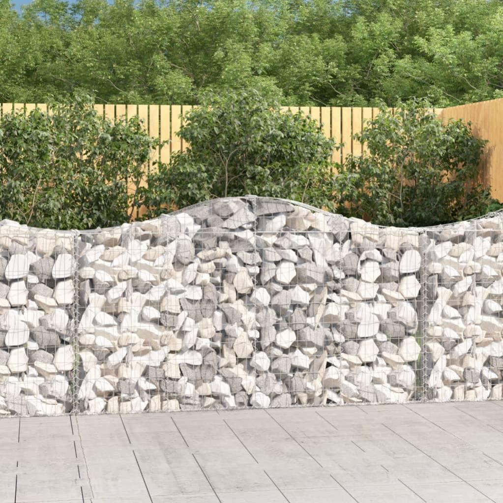Cestas de gaviones 2 piezas | gavión para piedras | gavión decorativo forma de arco hierro 200x30x100/120 cm cfw92149