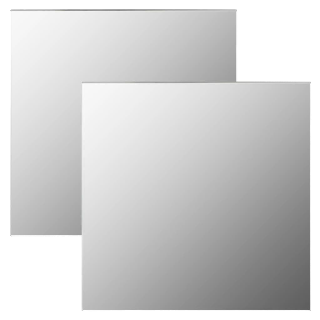 Espejos de pared cuadrados 2 unidades，espejo de baño vidrio 50x50 cm cfw47303