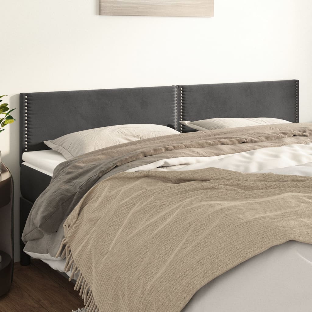 2 unidades cabecero，cabecero de cama，panel de cabeceras de terciopelo gris oscuro 100x5x78/88 cm cfw62023